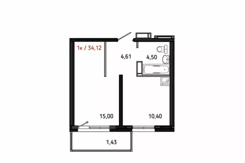 ЖК АРИНСКИЙ, Дом 3 корп. 1, кв. 111, 1-комнатная, 35.6 м²