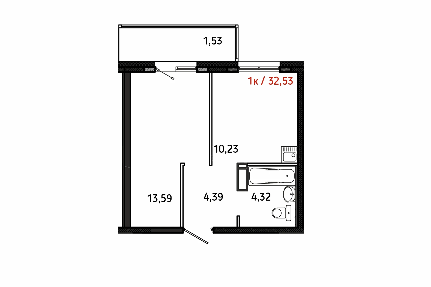 ЖК АРИНСКИЙ, Дом 3 корп. 1, кв. 76, 1-комнатная, 34.1 м²